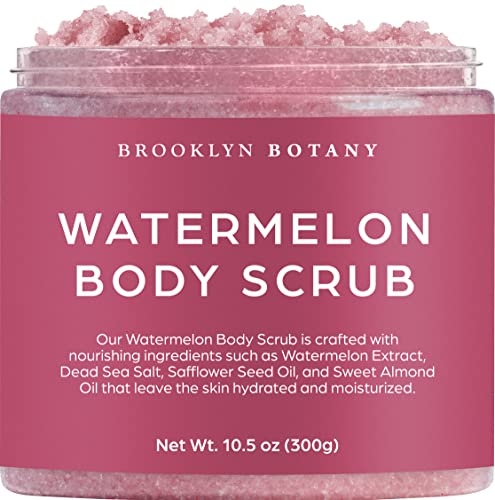 Brooklyn Botany Watermelon Body Scrub – Moisturizing and Exfoliating Body, Face, Hand, Foot Scrub – Fights Stretch Marks, Fine Lines, Wrinkles – Great Gifts for Women & Men – 10.5 oz