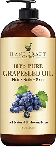 Handcraft Grapeseed Oil - 100% Pure and Natural - Premium Therapeutic Grade Carrier Oil for Aromatherapy, Massage, Moisturizing Skin and Hair - Huge 16 fl. Oz